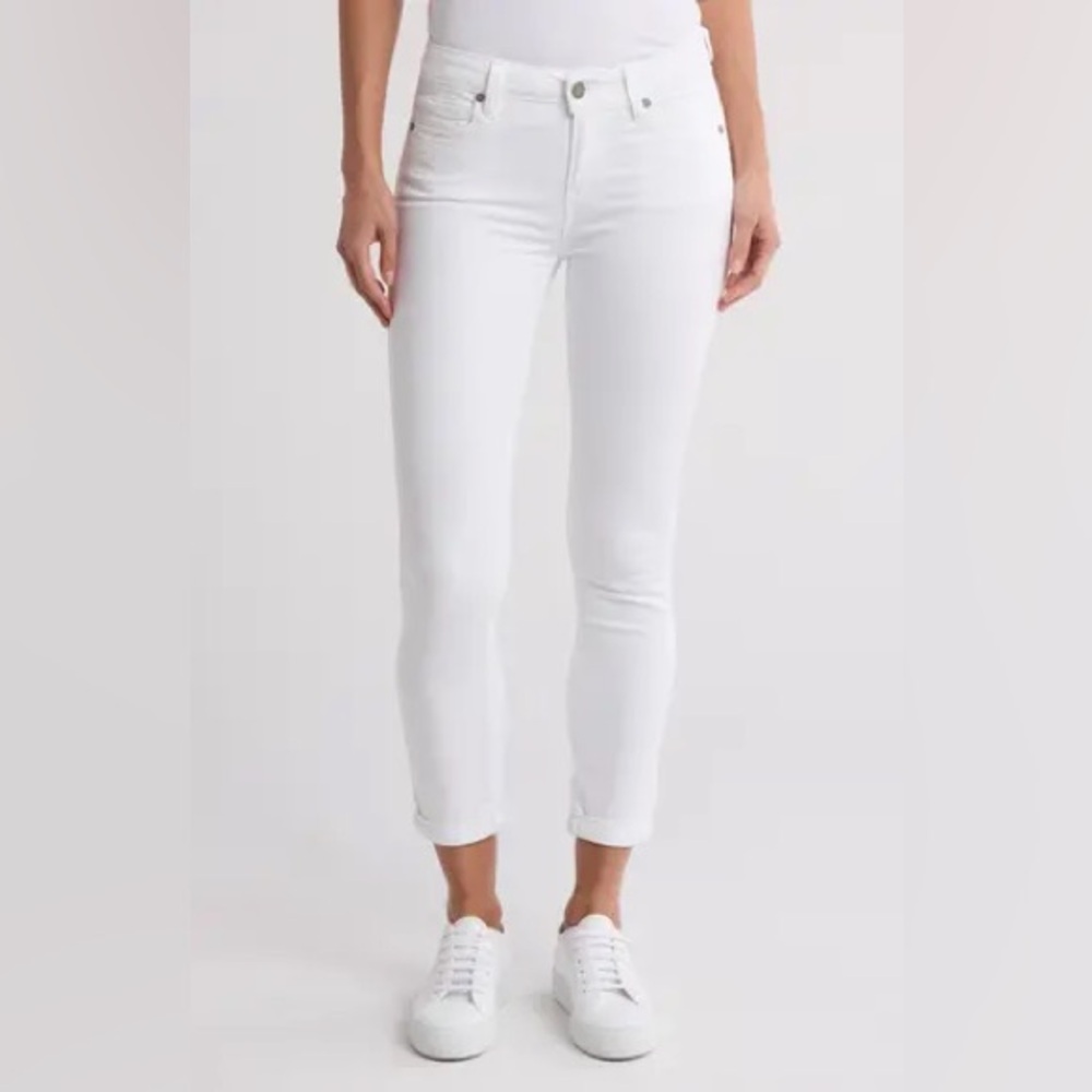 Paige Denim Kylie Cropped Skinny Jeans in Optic White Cotton Women's Size 27